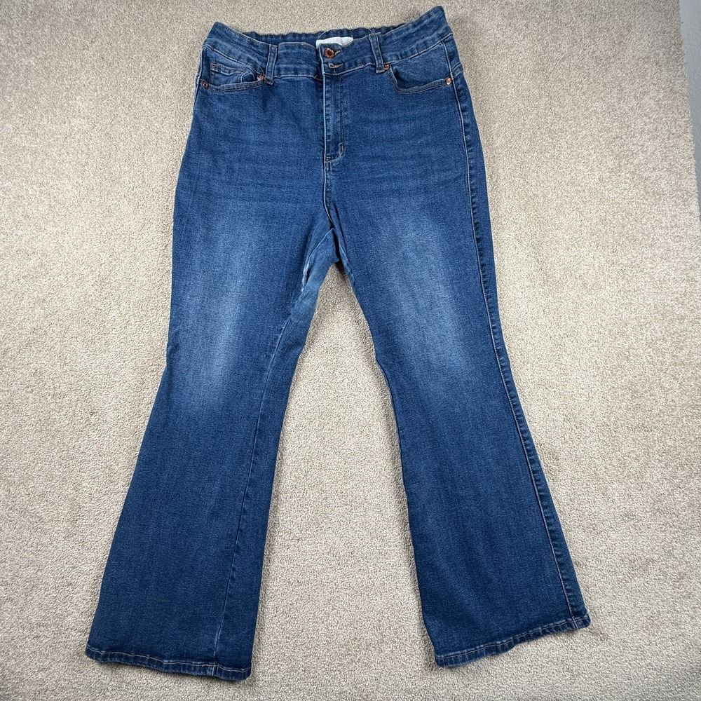 Curvalicious Jeans Womens 18 Blue Denim Cotton Stretch High Rise Bootcut Leg